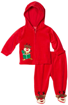 Carters Unisex-Baby Newborn Rudolph Raindeer Velour Jacket And Pant Set