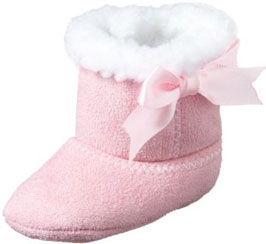 Little Me Baby-Girls Newborn Faux Suede Boot Socks With Faux Fur Lining and Bow 