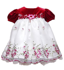 rare edition baby girls infant velvet embroidered dress